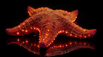 Red starfish glowing under direct light exciting and fun for youth-oriented content