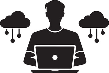 Digital Online Work Silhouette Icon Vector