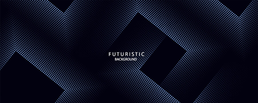 3D blue techno abstract background overlap layer on dark space with glowing dots shape decoration.