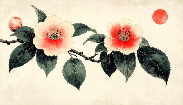 山桜桃と侘助(椿)似顔絵 山桜桃と侘助(椿)似顔絵 【公式通販】