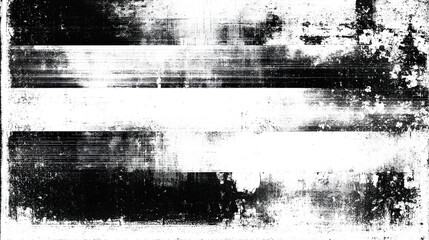 Old film texture with scratches, noise and glitch shapes, realistic overlay film texture in black and white with dust and grain, stock illustration on a white background