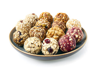 Assortment of healthy energy balls on a plate