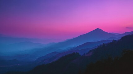 A deep purple mountain range at twilight, cinematic