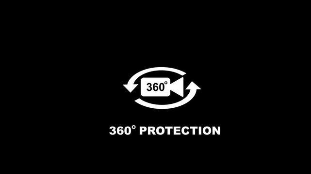 360 degree protection with camera and arrows on black background protection security symbol camera black background