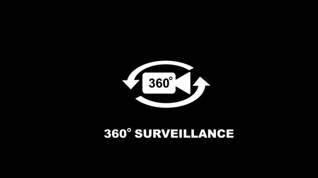 360 degree surveillance camera with circular arrow symbolizing panoramic monitoring and security concept