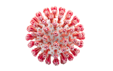 Scientific illustration of virus featuring 3D spherical shape and detailed protein spikes for microbiology studies isolated on transparent background PNG