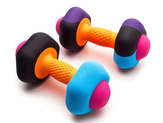 Brightly colored dumbbells for fitness and exercise