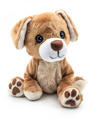 Brown teddy bear dog stuffed animal sitting on white background