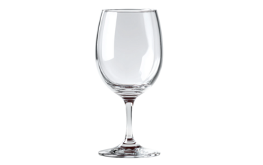 Modern empty wine glass with crystal clear transparency emphasizing sophistication, elegance, and refined tableware isolated on transparent background PNG