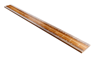Engraved wooden ruler with clear measurement lines designed for education crafting and professional tool visuals isolated on transparent background PNG