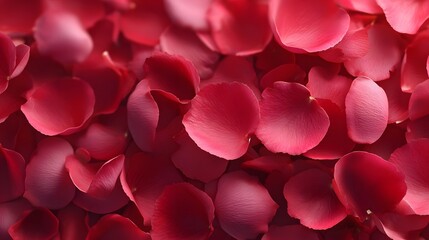 Softly lit a rich carpet of numerous red and pink rose petals highlighting their velvety texture organic curves and gentle gradient of colors for a romantic backdrop
