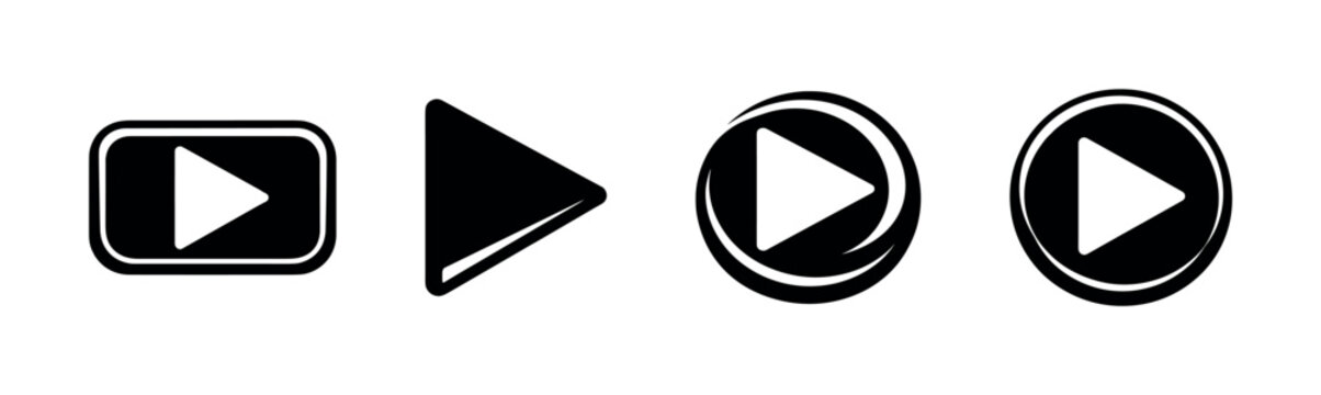 Play button vector icons set. multimedia symbols collection. media, audio, video play icons.