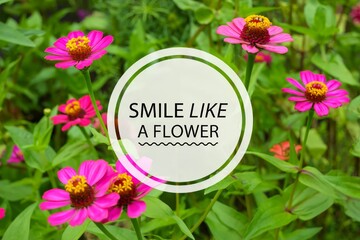 Smile like a flower with a flower background.