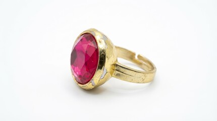 昭和レトロなオモチャの指輪と大きなピンクの宝石が輝く懐かしいアクセサリー generative ai