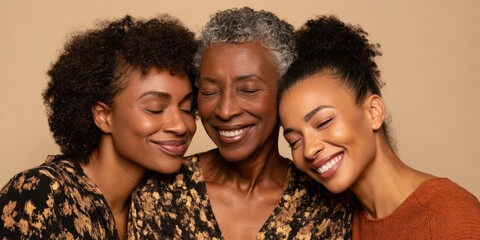 Obraz premium Joyful african females displaying family bond and happiness with warm smiles