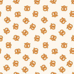 Seamless Pattern of Pretzels. Hand-drawn illustrations