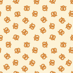 Seamless Pattern of Pretzels. Hand-drawn illustrations