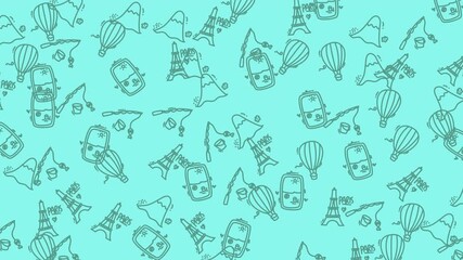 Light blue travelthemed doodle background suitable for travel blogs, social media posts, and vacationthemed designs. Perfect for wanderlust content.