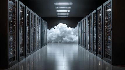 Server racks in server room data center cloud computing artificial intelligence database concept stock illustration