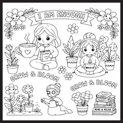 Self Love Girl Therapy Coloring Pages