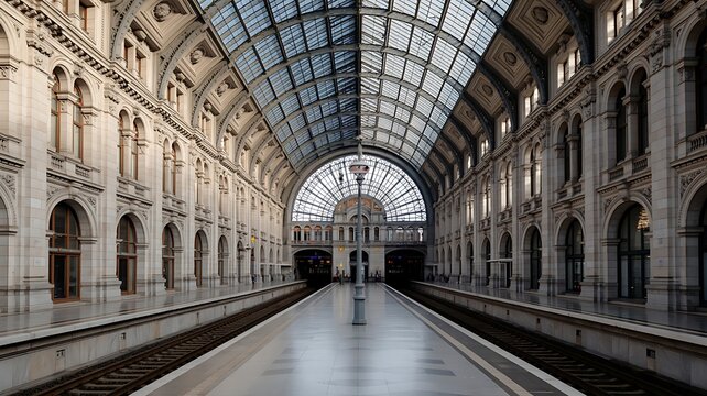 European Central Train Station Monumental Interior Design Photo