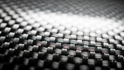 Obraz premium Intricate Close-Up of Textured Woven Material Surface in Monochrome