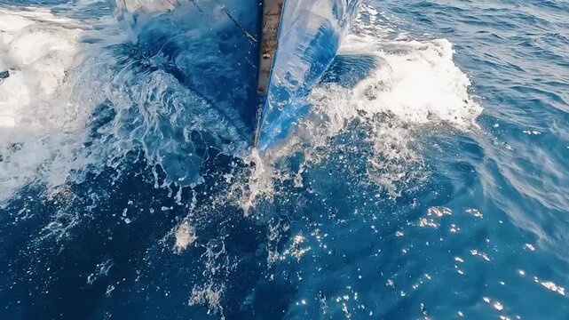 La proa de un velero cortando el mar Mediterr&aacute;neo a toda vela