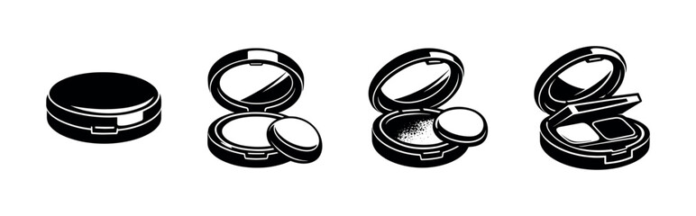 Cosmetic packaging vector icons set: compact, container, makeup, beauty
