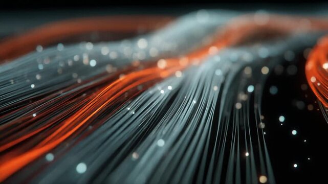 Fiber Optic Cables with Orange and Gray Strands.