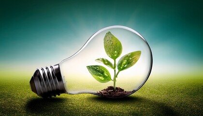 abstract digital sprouts inside light bulb