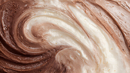 Obraz premium Creamy Swirls of Delight: Indulge in a mesmerizing dance of rich chocolate and velvety vanilla, swirling together in a symphony of flavor. Capturing the essence of a delectable treat