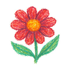 Naklejka premium PNG Crayon drawing of red flower.