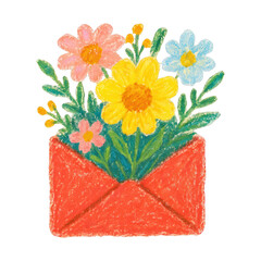Naklejka premium PNG Colorful flowers in envelope illustration.