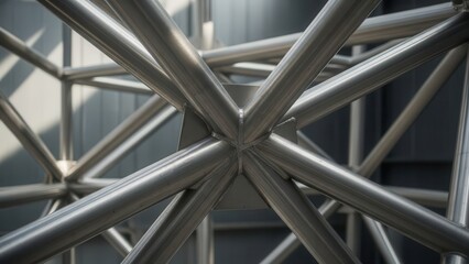 Obraz premium Metallic Structure with Intersecting Beams and Shadows in Frame