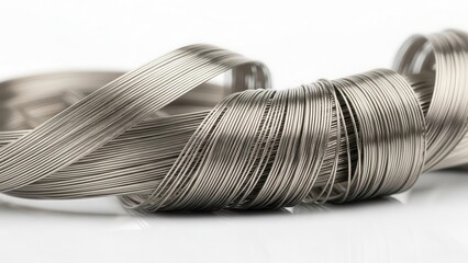 Metallic wires twisted together in a captivating abstract arrangement