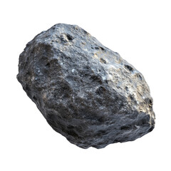 Fototapeta premium Textured Asteroid Isolated On Transparent Background Displays Metallic Grey Mineral Surface with Detailed Rough Cosmic Appearance