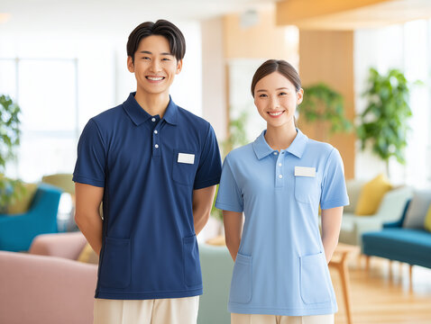 清潔感のある介護スタッフの仕事風景