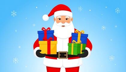 Santa Claus Delivering Christmas Gifts with Joyful Spirit.