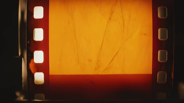 Closeup of a scratched film strip