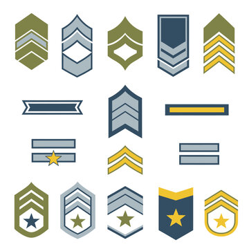 Military Rank Insignia Collection: Chevron, Stripes, and Stars for Uniforms