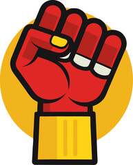 Raised Fist with Gloves