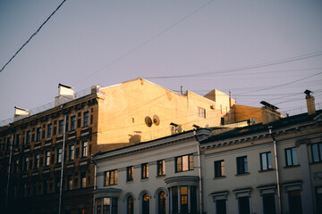 Old town, sunset light, 