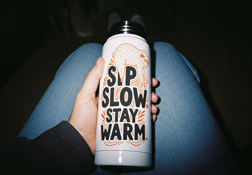 Steel Thermos Mockup