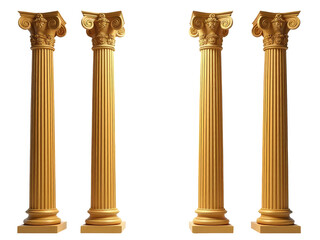 Naklejka premium A set of three ancient Greek-style column statues with faces, ideal for use in designs about mythology, history or art