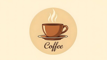 Obraz premium Vintage Steaming Coffee Cup Logo