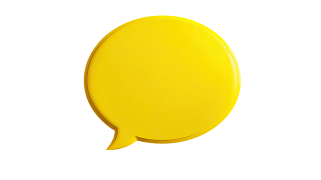 3D yellow vector illustration of a blank speech bubble balloon icon for chat communication and message dialog design - Powered by Adobe
