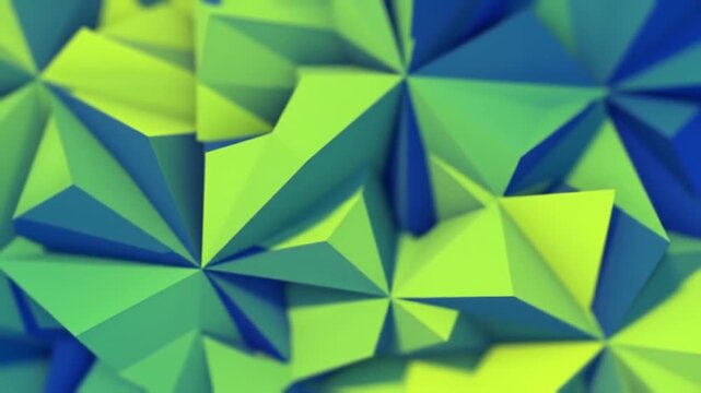 Abstract geometric background with blue and green triangular shapes creating a modern design.