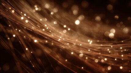 Obraz premium Elegant Brown Abstract Background with Flowing Lines and Bokeh Lights for Festive Design