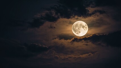 Full Moon Behind Storm Clouds