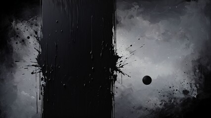 Abstract Black and White Ink Scene